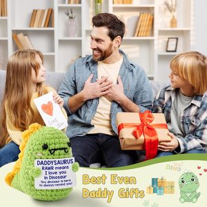 Cadeaux d'anniversaire de fête des pères pour <span class=keywords><strong>papa</strong></span> de fille fils Crochet fait à la main mignon petit <span class=keywords><strong>dinosaure</strong></span> cadeaux de fête des pères pour <span class=keywords><strong>papa</strong></span> - Product Image 3