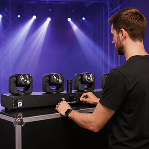 Projecteur de scène à tête mobile 4x32W 4-en-1 RGBW, rotation sans fil, contrôle individuel, éclairage DJ tout-en-un pour fêtes, discothèques et scènes - Product Image 6
