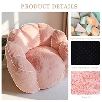 Sofá Puff Moderno con Forma Floral para Adultos, Ultra Suave, con Reposabrazos, Silla de Lectura Grande para Sala de Estar o Dormitorio, Puff de Felpa Rosa