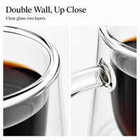 Mug à café moderne en verre borosilicate à double paroi - Résistant à la chaleur, transparent, compatible lave-vaisselle et micro-ondes, cadeau unisexe