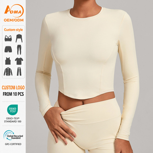 Aoyema Nuevo Estilo Top Deportivo de Yoga para Mujer, <span class=keywords><strong>Ropa</strong></span> Deportiva, Fitness, Entrenamiento, Ajuste Delgado, Top Corto de Yoga, Manga Larga para Gimnasio - Product Image 1