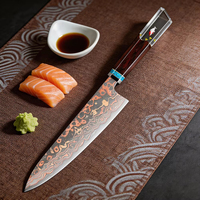 Couteau de chef japonais moderne de 8 pouces, acier damas cuivré de haute qualité à 33 couches avec noyau en acier VG10, couteau de cuisine à manche ergonomique