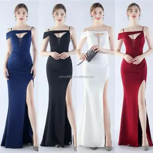 High end French women's half sleeved elegant evening dress sexy dress, slim fit V-neck hollowed out women's evening dress