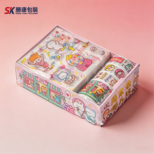 Juego de pegatinas de cinta Washi con dibujos animados, blocs de notas coloridos para decoración de diario - Product Image 1