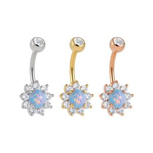 Nhà máy tùy chỉnh ASTM F136 Titan bụng nút Vòng giữa màu xanh Opal bên cạnh <span class=keywords><strong>9</strong></span> màu trắng Zircon rốn cơ thể piercing đồ trang sức - Product Image 6