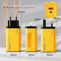 Chargeur de voyage USB-C PD 65W avec prise EU US UK, chargeur rapide 65W Type-C GaN 2 ports, charge rapide pour téléphone portable, adaptateur secteur USB C
