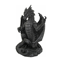 Weivista Résine Pierre Grise Le Dragon Médiéval Support pour Téléphone Portable Statue