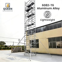 LINYIQUEEN 6082 Échafaudage mobile en aluminium T6, hauteur de plateforme 6,98 m, capacité de charge 900 kg, roulettes verrouillables, structure stable