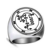 Bague tendance en acier inoxydable doré, sceau magique occulte du Seigneur Mammon, démon, clé de Salomon, roi Asmoday, origines, alliance