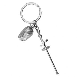 Porte-clés pendentif en métal 3D créatif, sabre de fleur lourd, cadeau commémoratif de compétition d'escrime - Product Image 6