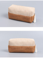 Trousse cosmétique en coton jute naturel organisateur de maquillage pochette de maquillage cosmétique en lin trousse de toilette en chanvre