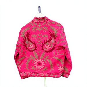 Chaqueta de Algodón Tejida a Mano con Bordado Floral para Mujer, Estilo Artesanal, Étnico, Bohemio, Transpirable, Ecológica, para Verano/Otoño/Invierno - Product Image 4