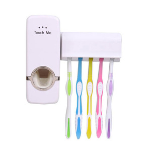 Wall Mounted Automatic <strong>Toothpaste</strong> <strong>Dispenser</strong> with 5 Slot Toothbrush Holder Set | Modern Hands-Free Bathroom Storage Organizer - Product Image 1
