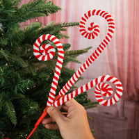 Décorations de Noël : Branches torsadées menthe, rouge et blanc, tiges bouclées, corde en fer rayée, style européen fait main pour les fêtes de Noël