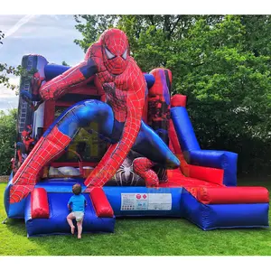 Combo de tobogán de Spider-Man personalizado, <span class=keywords><strong>castillo</strong></span> hinchable de PVC con puentes, tema de Spider-Man - Product Image 1