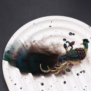 Broche de Pluma de Pavo Real de Imitación, Elegante, de Lujo Ligero y a la Moda - Product Image 3