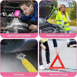 Kit d'urgence routière pour véhicules, trousse de premiers soins rose pour <span class=keywords><strong>voiture</strong></span>, kit de sécurité automobile, <span class=keywords><strong>assistance</strong></span> pour les voyages routiers pour femmes - Product Image 5