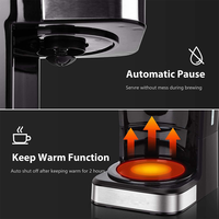Cafetière Électrique Compacte Premium à Goutte Automatique, 15 Bars, Double Chaudière, Fonction Maintien au Chaud, Minuteur 24 Heures, Capacité 6-10 Tasses, Noir/Argent, Pour la Maison