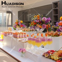 Huadison hôtel fournitures blanc acrylique buffet affichage nidification cube alimentaire affichage acrylique contremarches pour la fête de mariage