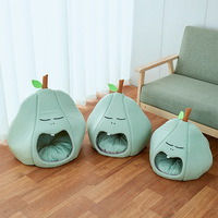 Groothandel Schattige Zachte Pluizige Opvouwbare Wasbare Cartoon Fruitvormige Binnenhuis Katten- & Hondenholle Bed Huisdier Slaapkussen Huis
