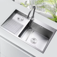 Laverie piscine ménage acier inoxydable brossé évier de cuisine à bol unique avec planche à laver grand évier simple fait main