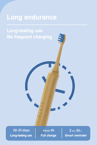 <span class=keywords><strong>Brosse</strong></span> à dents électrique sonique en bambou <span class=keywords><strong>rechargeable</strong></span>, 5 modes, étanche IPX7, avec 4 têtes et base de charge - Product Image 6