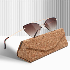 Mode femmes lunettes de soleil nouveau à la mode dégradé marron dégradé nuances dames ovale classique métal sans monture lunettes de soleil or café - Product Image 1