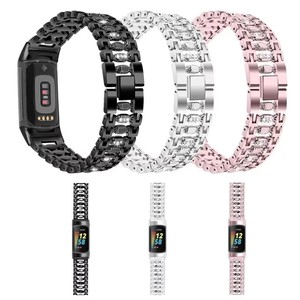 Accessoires de dragonne Design Candy <span class=keywords><strong>Bracelet</strong></span> en métal à boucle réglable pour <span class=keywords><strong>Fitbit</strong></span> <span class=keywords><strong>Charge</strong></span> 5 femmes <span class=keywords><strong>Bracelet</strong></span> de montre en diamant Bling - Product Image 1