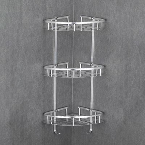 1/2/3 couches triangulaire coin organisateur étagères <span class=keywords><strong>mural</strong></span> en aluminium cuisine salle de bain shampooing cosmétique organisateur support - Product Image 5