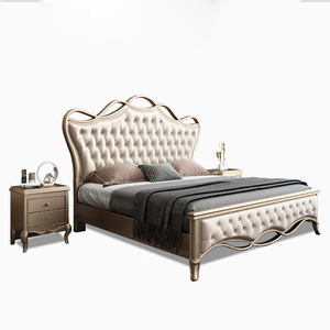 Muebles de estilo europeo, cama de madera doble de diseño clásico de tamaño king - Product Image 5
