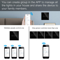Interrupteur intelligent à double commande WiFi/RF, variateur de lumière 10A, panneau tactile mural ABS, contrôle à distance par application et vocal, connexion rapide, IP22