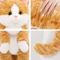 Mignon réaliste couché chat en peluche jouet pour enfants couette compagnon câlin dormir poupée cadeau d'anniversaire pour les filles chat