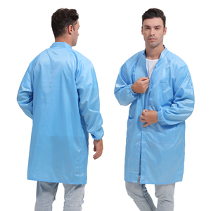 थोक मूल्य नीले स्टैंड कॉलर जिपर क्लीनरूम स्मॉक गाउन एंटी स्थिर कोट एएसडी सुरक्षित कपड़े - Product Image 4
