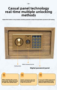 High Quality Mini Home Office Digital Money Safe Box Small Steel <strong>Security</strong> Safe with Wooden Grain Wholesale - Product Image 3