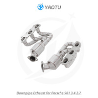 YT knalpot baja tahan karat berkinerja tinggi dengan katalis untuk Porsche 981 987 3.4L dan 2.7L