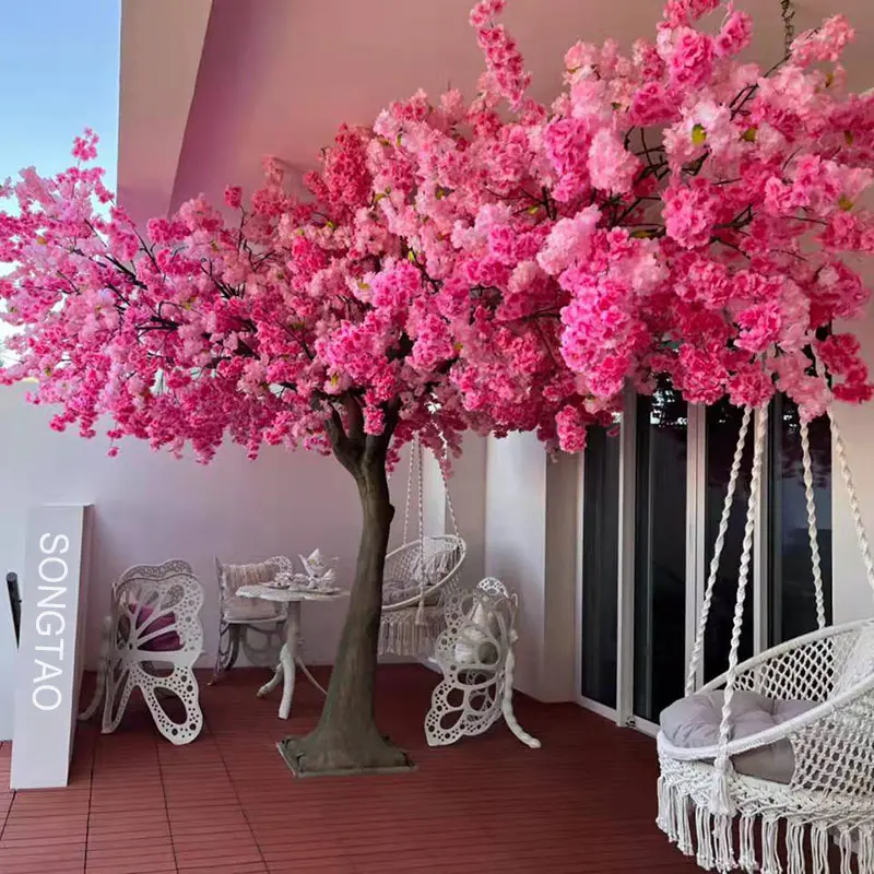 Вишневое дерево большого размера под заказ, искусственное розовое дерево вишни на продажу