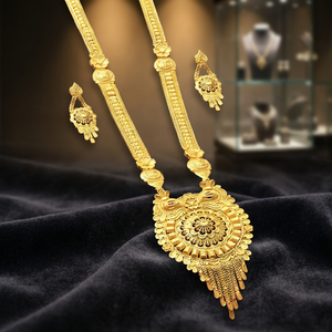 Venta al por mayor de collares largos de moda de oro Micro DE 14K 18K 24K, conjunto de collares largos de formación, conjunto de joyería larga de diseño floral tradicional. - Product Image 3