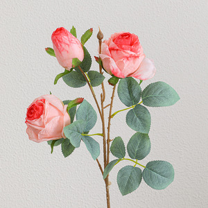 <span class=keywords><strong>Roses</strong></span> artificielles en soie à 3 têtes, style français vintage, bords brûlés, toucher réel, pour décoration de mariage et centres de table. - Product Image 6