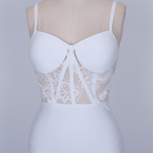 Ocstrade <span class=keywords><strong>2021</strong></span> Sexy mode élégant été fête dentelle blanc robe à bretelles dame élégant décontracté taille bandé femmes robes - Product Image 4