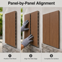 Panneau mural extérieur WPC à quatre cavités, revêtement creux imitation bois pour villa, jardin, pièce et façade résidentielle, et clôture extérieure
