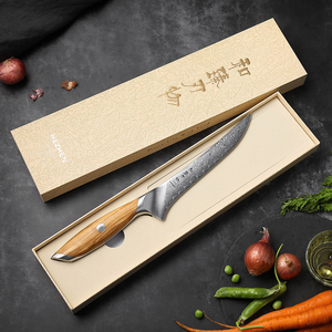 Thiết Kế Mới 7 Inch Fillet Dao Nhật Bản Damascus Bột Thép Ô Liu Gỗ Xử Lý Tùy Chỉnh Chuyên Nghiệp Nhà Bếp Filleting Dao - Product Image 4