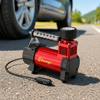 Compresseur d'air métallique 12V pour voiture, moto, camion avec moniteur de pression des pneus, portable et lumière d'urgence