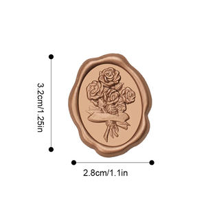 Timbres à cire en bronze ovales pour bouquet de roses, Saint-Valentin, mariage, étiquettes de cire à cacheter, taille individuelle - Product Image 2