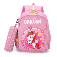 Sacs d'école pour enfants en gros, motifs animaux mignons, trousse à crayons, fermeture éclair en polyester, ceinture à coussin d'air, fermeture éclair intérieure