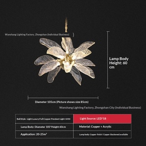 All-copper Acrylic <b>Light</b> Luxury Living Room Chandelier Minimalist Elegant Suitable Villa Bedroom Dining Room Tree <b>Branch</b> Design - Product Image 2