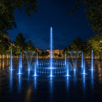 Fontaine musicale interactive à plat pour l'extérieur, éclairage laser RGB, étanche IP68, programmation à distance IA, en acier inoxydable pour applications B2B