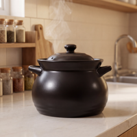 Casserole en céramique de haute qualité avec couvercle, fait main, en argile, pour la cuisine