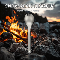 Tiartisan pour une alimentation éco-responsable : Sporks minimalistes en titane, couverts légers pour le camping et la randonnée, ustensiles compacts et portables, faciles à ranger