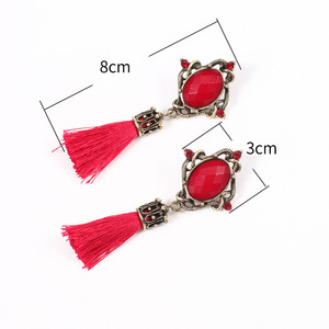 Pendientes de Borla Vintage con Cristal Azul, Joyería de Fiesta para Mujer, Engaste de Bisel - Product Image 2