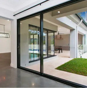 Produzione vendita balcone alluminio porte scorrevoli residenziale doppio vetro temperato porta scorrevole